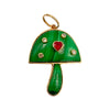 14K Gold Malachite Mushroom Charm with Diamond & Ruby Heart
