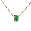 14K Gold Emerald Baguette Necklace