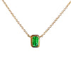 14K Gold Emerald Baguette Necklace