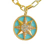 14K Gold Turquoise Enamel Star Pendant with Diamond Center