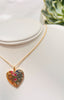 14k Multi Gemstone Heart Pendant Necklace