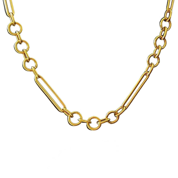 Medium Mixed Link Chain Necklace 14k Trombone Style