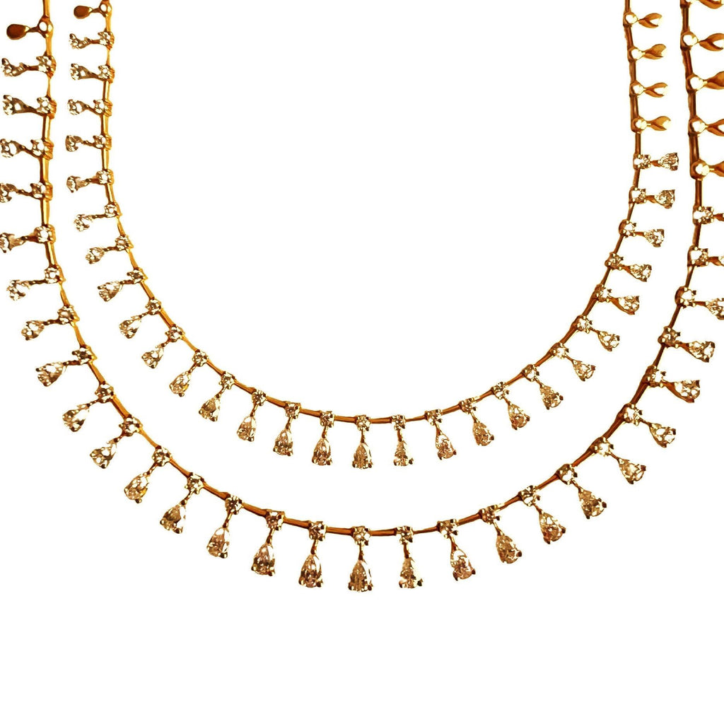 14K Gold Graduated Pear-Cut Diamond Drop Necklace – 2.56ct Statement Tennis Necklace