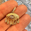 14k Gold Evil Eye Necklace with Marquis Diamond & Six Teardrop Diamonds