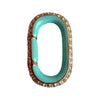 14k Gold Jumbo Diamond Carabiner Pendant – Custom Color Enamel, Turquoise & Pave Diamond Clasp