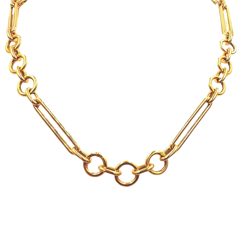 14k Gold Jumbo Mixed Link Chain Necklace-Sculptural Statement Chain