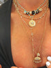 14k Gold Emerald and Diamond Lariat Necklace – Adjustable 18" Layering Necklace with 3" Drop