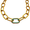 14k Gold Jumbo Diamond Carabiner Pendant – Custom Color Enamel, Turquoise & Pave Diamond Clasp