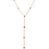 14k Gold Emerald and Diamond Lariat Necklace – Adjustable 18" Layering Necklace with 3" Drop