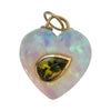 Hand Carved Opal Heart Pendant – 14K Gold, Peridot Gemstone Charm