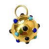 14k Gold Sputnik Charm Pendant – Vintage Style Gemstone Orb with Cabochon Lapis, Turquoise & Onyx