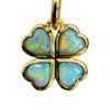 14K Gold Opal Heart Clover Pendant