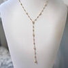 Custom 14k Gold Diamond Lariat Necklace – Adjustable 18" Layering Necklace with Drop