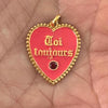 Vintage 18k French Toi Toujours Salmon Ruby Enamel Heart Charm