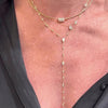 Custom 14k Gold Diamond Lariat Necklace – Adjustable 18" Layering Necklace with Drop