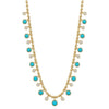 14K Gold Turquoise & Diamond Bezel Drop Fringe Necklace