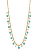 14K Gold Turquoise & Diamond Bezel Drop Fringe Necklace