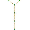 14k Gold Emerald and Diamond Lariat Necklace – Adjustable 18" Layering Necklace with 3" Drop