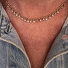 14K Gold Pink Sapphire & Diamond Ball Chain Fringe Necklace