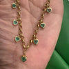 14K Gold Emerald Heart Charm Rolo Necklace – 3.7ct Natural Emeralds