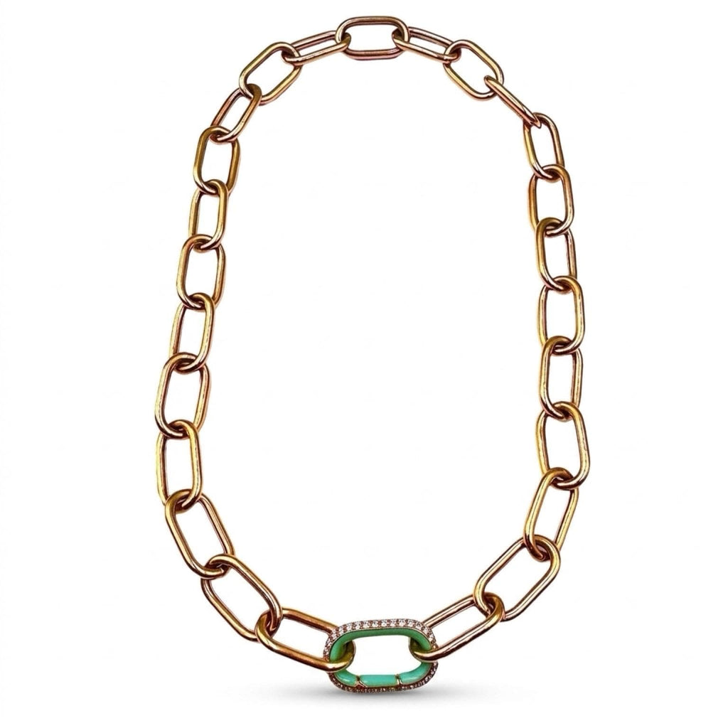 14k Gold Jumbo Paperclip Chain with Diamond Carbiner Claspe | Statement Link Necklace