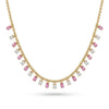 14K Gold Pink Sapphire & Diamond Ball Chain Fringe Necklace