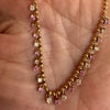 14K Gold Pink Sapphire & Diamond Ball Chain Fringe Necklace