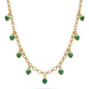 14K Gold Emerald Heart Charm Rolo Necklace – 3.7ct Natural Emeralds