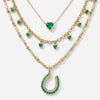 14K Gold Emerald Heart Charm Rolo Necklace – 3.7ct Natural Emeralds