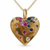14k Multi Gemstone Heart Pendant Necklace