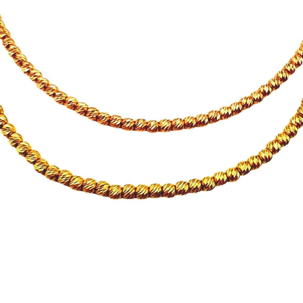 14K Gold Textured Bead Choker Chain