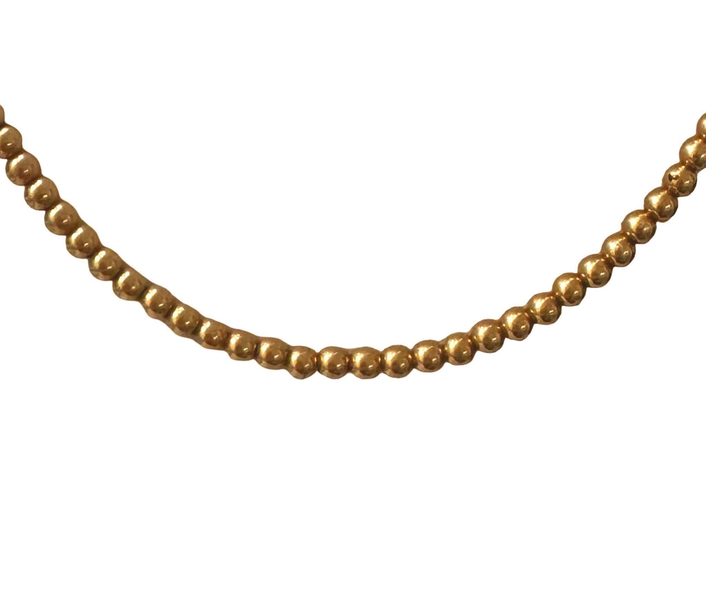 14K Yellow Gold 4mm Bead Necklace – Adjustable 18-Inch Gold Choker