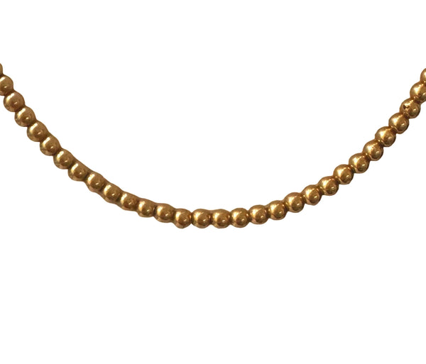 14K Yellow Gold 4mm Bead Necklace – Adjustable 18-Inch Gold Choker