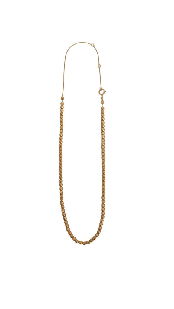 14K Yellow Gold 4mm Bead Necklace – Adjustable 18-Inch Gold Choker