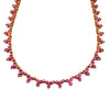 14K Gold Pink Sapphire Triple Cluster Tennis Necklace – Adjustable 14–16 Inch