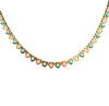 14K Yellow Gold Turquoise & Diamond Heart Tennis Necklace – 1.36ct Diamonds