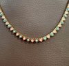 14K Yellow Gold Turquoise & Diamond Heart Tennis Necklace – 1.36ct Diamonds