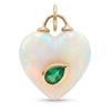 Carved Moonstone Heart with 14k Gold & Emerald Accent