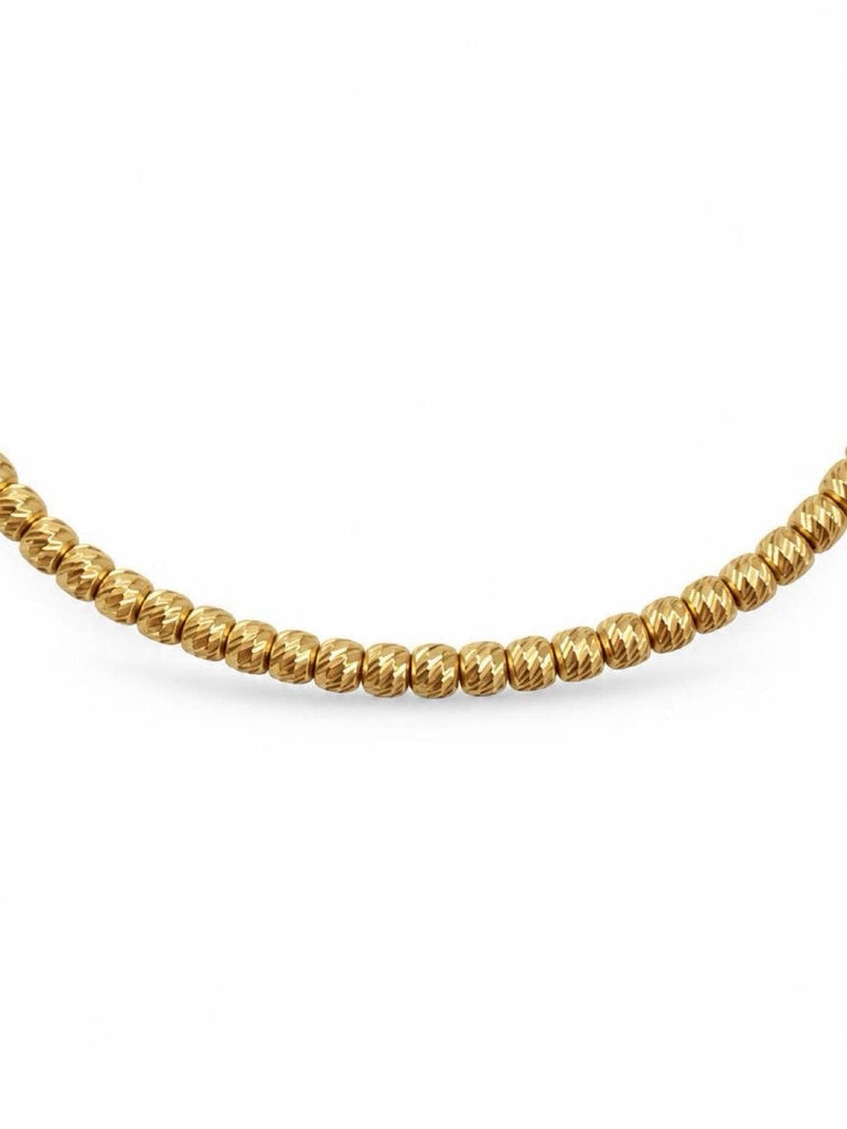 14K Gold Textured Bead Choker Chain