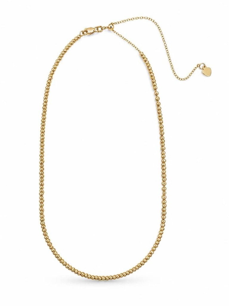 14K Gold Textured Bead Choker Chain