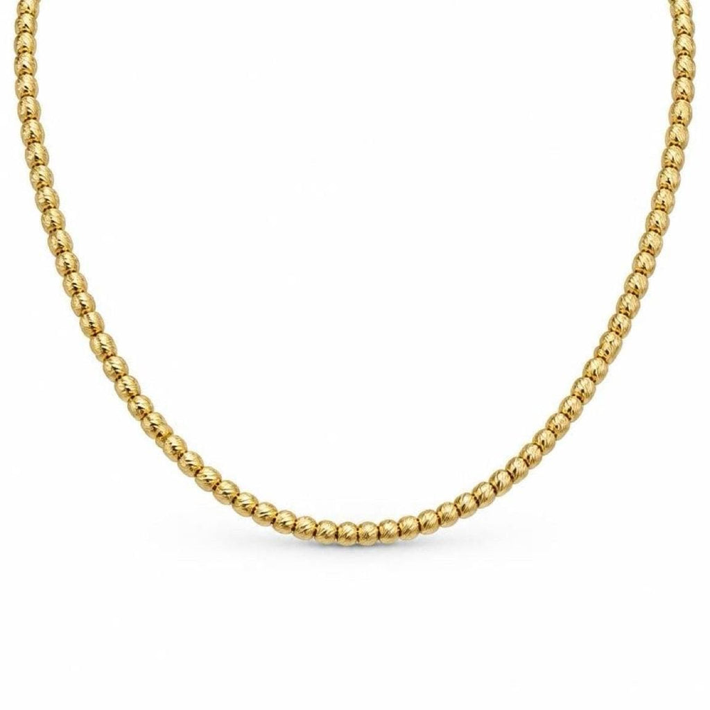 14K Gold Textured Bead Choker Chain