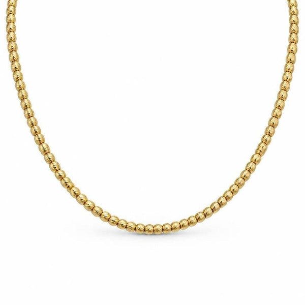 14K Gold Textured Bead Choker Chain