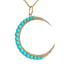 14K Gold Turquoise Diamond Crescent Moon Pendant Bold Feminine