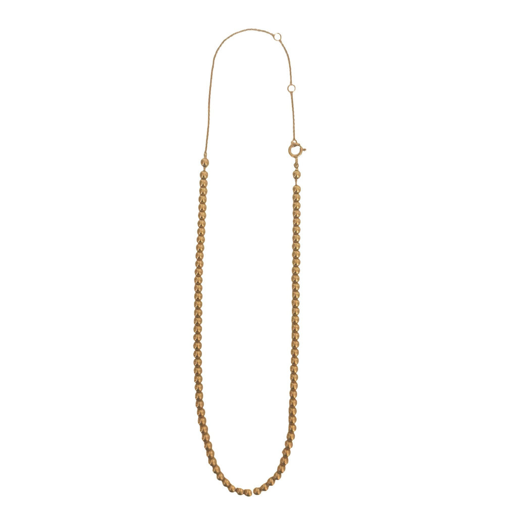14K Yellow Gold 4mm Bead Necklace – Adjustable 18-Inch Gold Choker