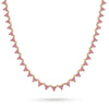 14K Gold Pink Sapphire Triple Cluster Tennis Necklace – Adjustable 14–16 Inch
