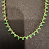 14K Gold Emerald Triple Cluster Tennis Necklace – 2.81ct Emeralds