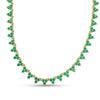 14K Gold Emerald Triple Cluster Tennis Necklace – 2.81ct Emeralds