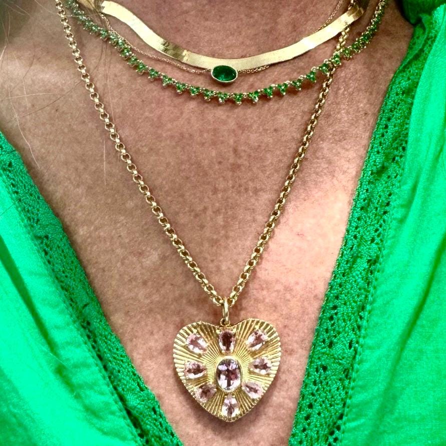14K Gold Emerald Triple Cluster Tennis Necklace – 2.81ct Emeralds