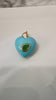 14K Gold Hand-Carved Turquoise Heart Pendant • Gemstone Heart Charm with Emerald Accent