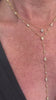 Custom 14k Gold Diamond Lariat Necklace – Adjustable 18" Layering Necklace with Drop
